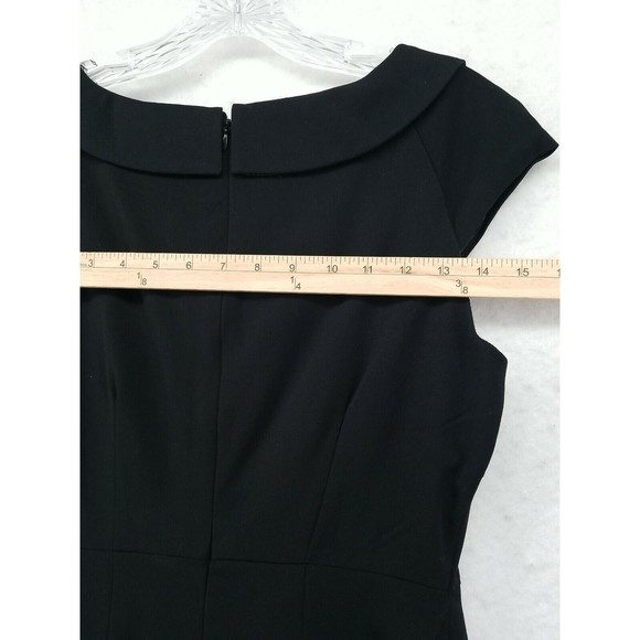 NEW YORK & COMPANY WOMENS DRESS BLACK 6 CAP SLEEVE SQUARE NECK LINED FITTED - Picture 12 of 13